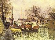 Alfred Sisley Kahne auf dem Kanal Saint-Martin in Paris oil painting reproduction